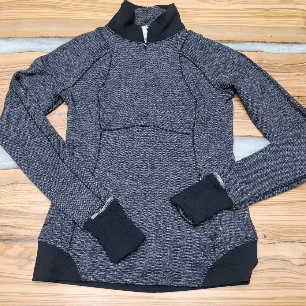 Lululemon Sweater Womens 6 Gray Runderful 1/2 Zip Pullover Long Sleeve Running